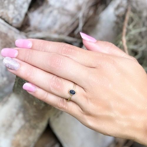 Druzy Agate Stone Ring - Black - Rebel Vine Boutique