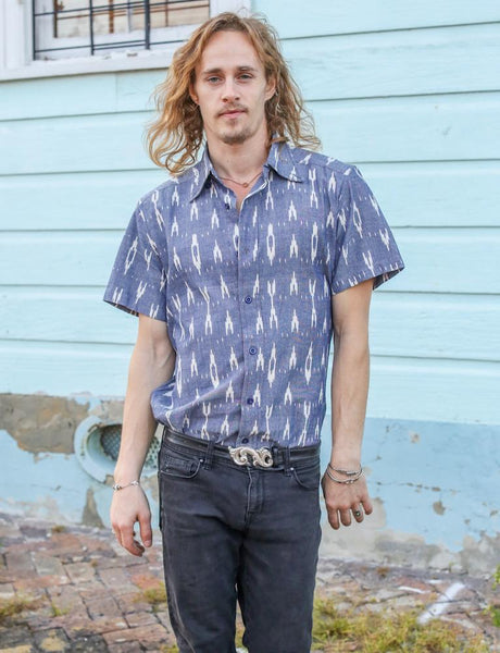 Celestial Ikat Button Down Shirt - Rebel Vine Boutique