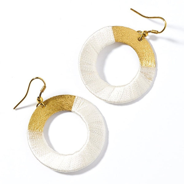 Kaia Earrings - White Disc - Rebel Vine Boutique