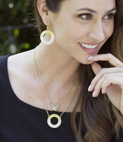 Kaia Earrings - White Disc - Rebel Vine Boutique