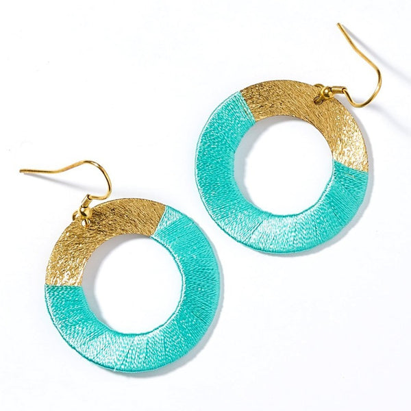 Kaia Earrings - Teal Disc - Rebel Vine Boutique