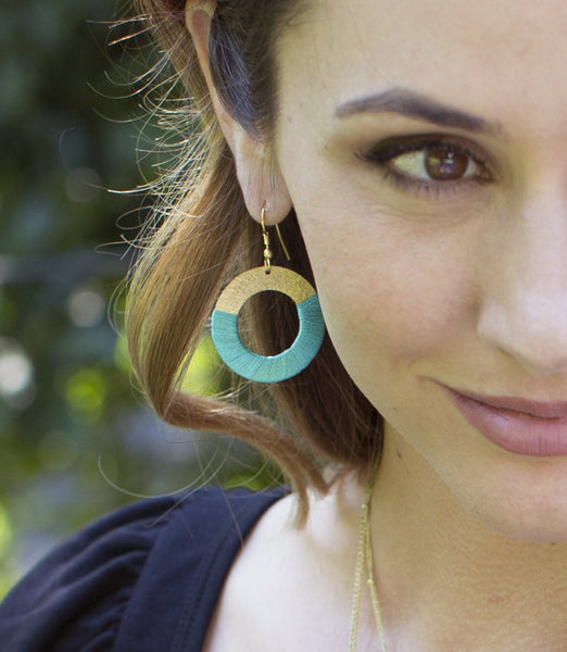 Kaia Earrings - Teal Disc - Rebel Vine Boutique