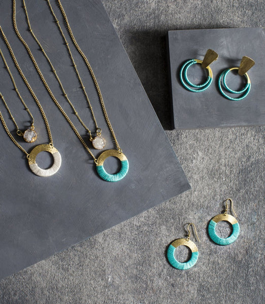 Kaia Earrings - Teal Disc - Rebel Vine Boutique
