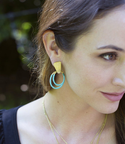 Kaia Earrings - Teal Hoop - Rebel Vine Boutique