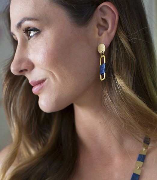 Kaia Earrings - Navy Link - Rebel Vine Boutique