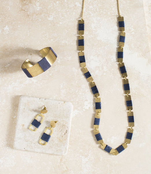 Kaia Earrings - Navy Link - Rebel Vine Boutique