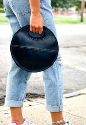Recycled Rubber Round Handbag - Rebel Vine Boutique