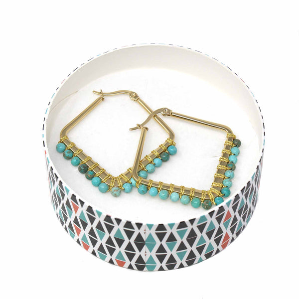 Kayla Turquoise Howlite Hoop Earrings - Blue - Rebel Vine Boutique