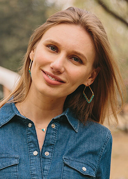 Kayla Turquoise Howlite Hoop Earrings - Blue - Rebel Vine Boutique