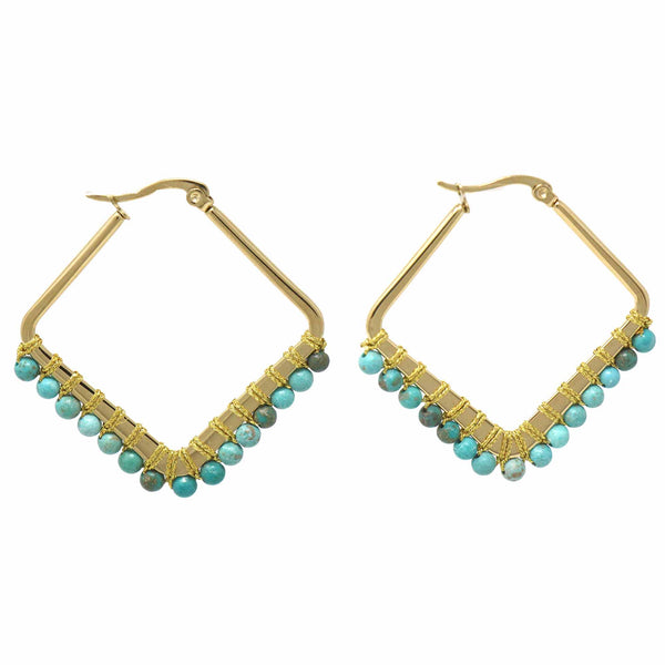 Kayla Turquoise Howlite Hoop Earrings - Blue - Rebel Vine Boutique