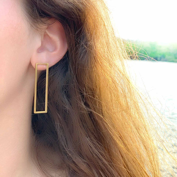 18k Gold Rectangle Earrings - Rebel Vine Boutique