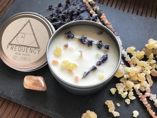 New Moon Crystal Infused Soy Candle - Rebel Vine Boutique