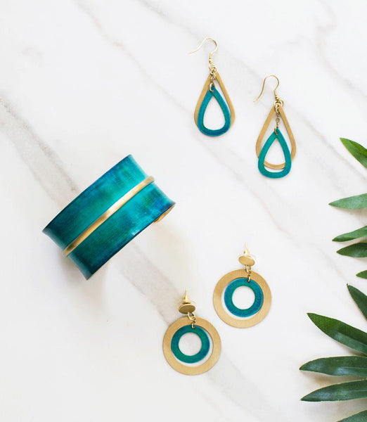 Vitana Teal Glow Earrings - Rebel Vine Boutique