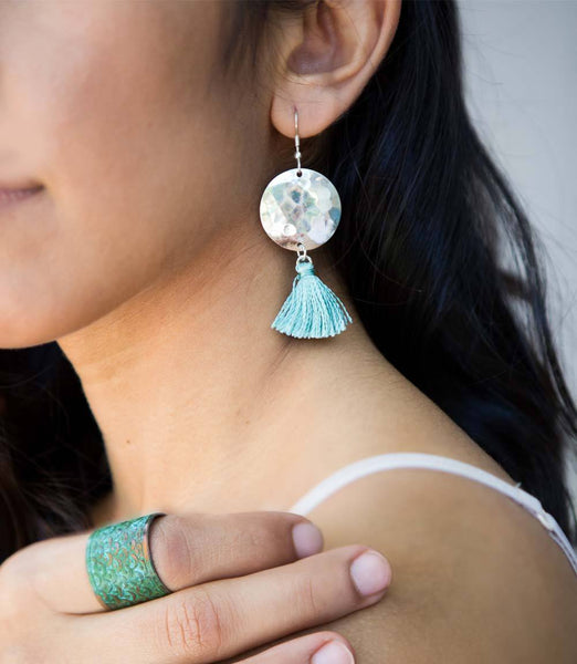 Hammered Tassel Earrings - Rebel Vine Boutique
