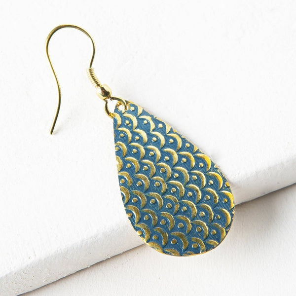 Art Deco Scallop Earrings - Blue - Rebel Vine Boutique