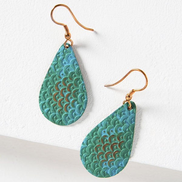Art Deco Scallop Earrings - Patina - Rebel Vine Boutique