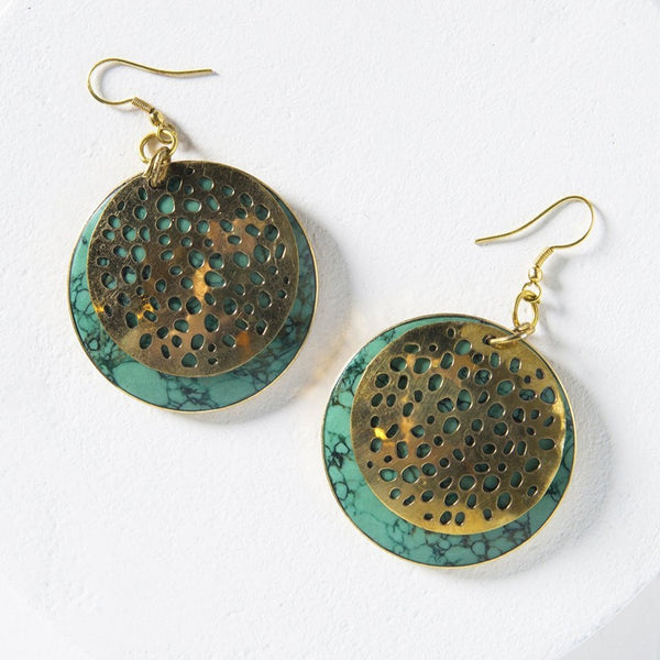Tara Stone Medallion Earrings - Rebel Vine Boutique