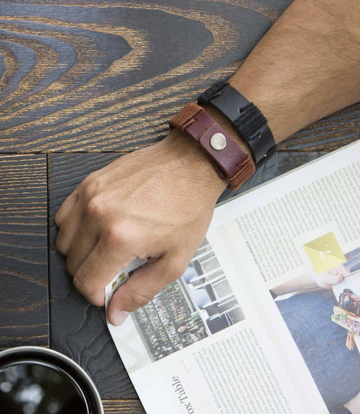 Rama Sustainable Leather Cuff - Black - Rebel Vine Boutique