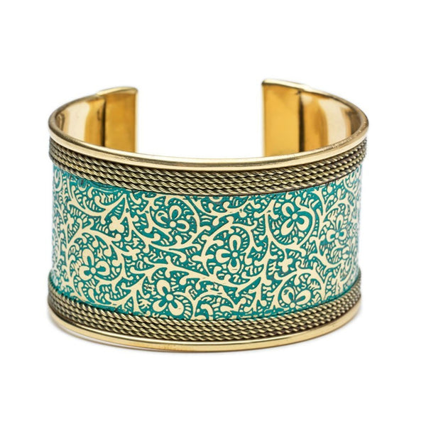 Metal Impressions Cuff - Teal and Gold - Rebel Vine Boutique