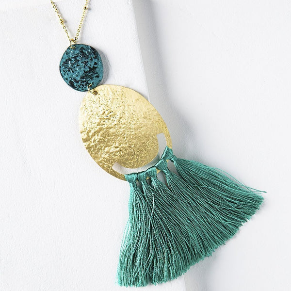 Nihira Tassel Necklace - Teal - Rebel Vine Boutique