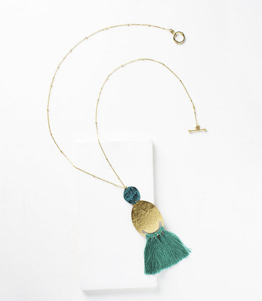Nihira Tassel Necklace - Teal - Rebel Vine Boutique