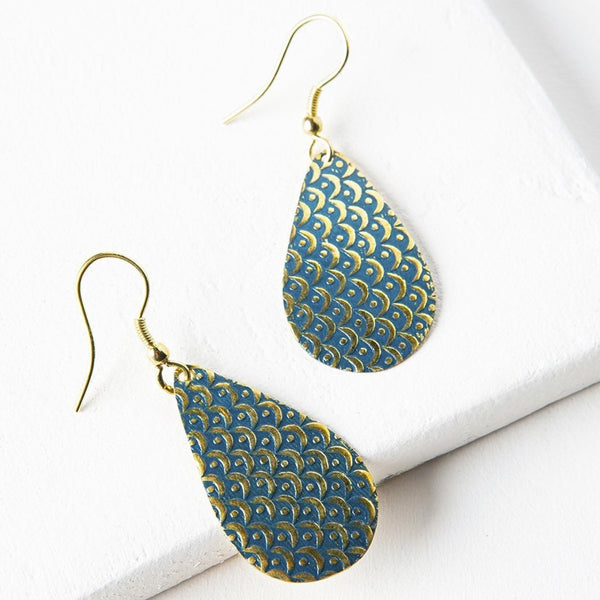 Art Deco Scallop Earrings - Blue - Rebel Vine Boutique