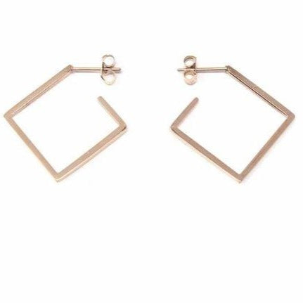 Rose Gold 2D Diamond Shape Earrings - Rebel Vine Boutique