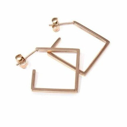 Rose Gold 2D Diamond Shape Earrings - Rebel Vine Boutique