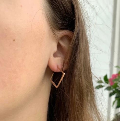 Rose Gold 2D Diamond Shape Earrings - Rebel Vine Boutique