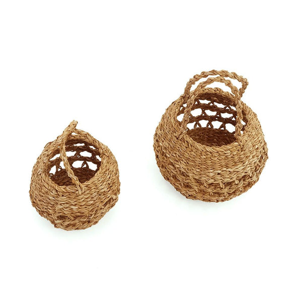 Rustic Seagrass Round Basket with Handles (2 Sizes)