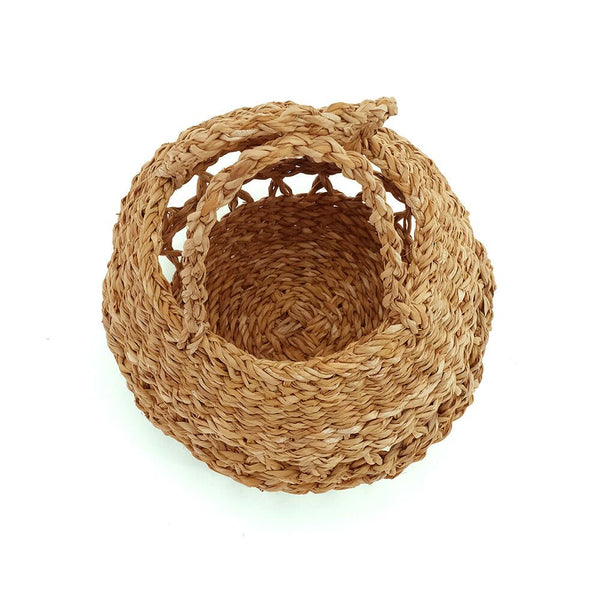 Rustic Seagrass Round Basket with Handles (2 Sizes)