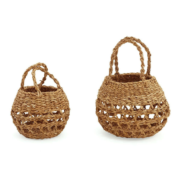 Rustic Seagrass Round Basket with Handles (2 Sizes)