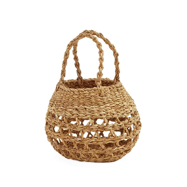Rustic Seagrass Round Basket with Handles (2 Sizes)