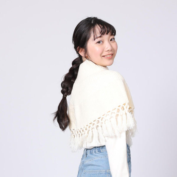 Round Poncho with Hand-Attached Fringe