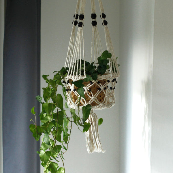 Large Beaded Macrame Pot Holder
