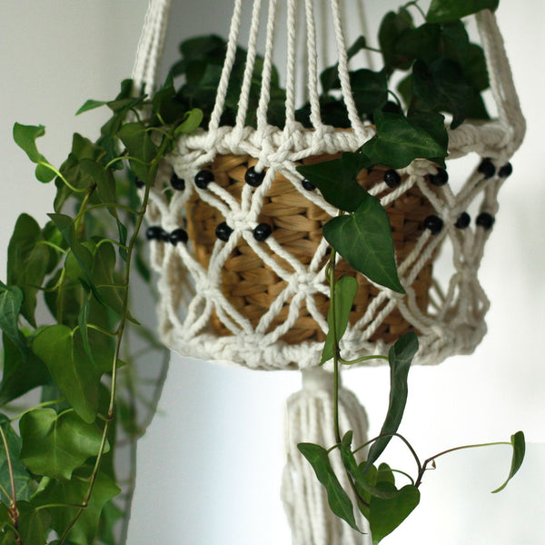 Large Beaded Macrame Pot Holder