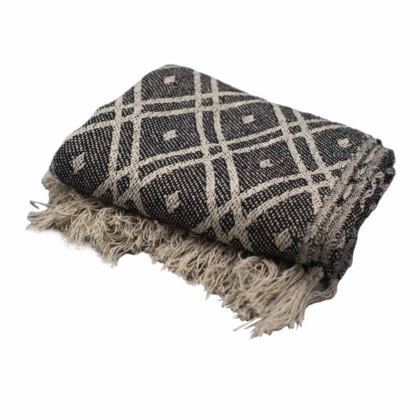 Boho Comfort Throw - 125x150cm - Black & Biege Regency