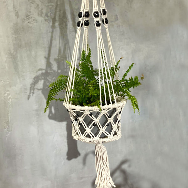 Large Beaded Macrame Pot Holder