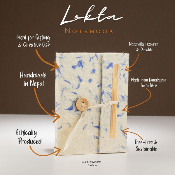 Mini Lokta Mixed Blue Cotton Notebook