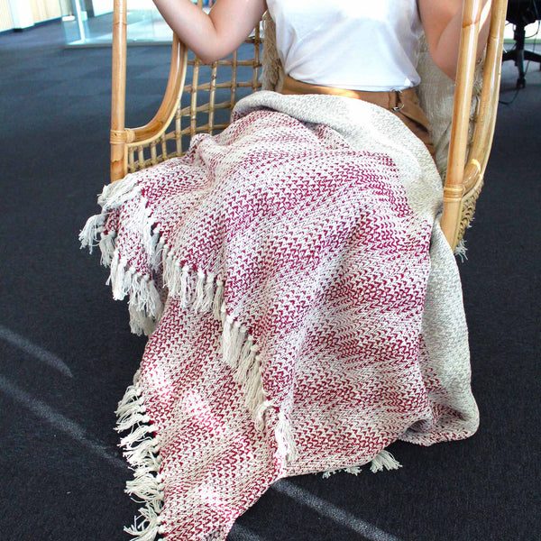 Boho Comfort Throw - 125x150cm - Ruby Two Tone