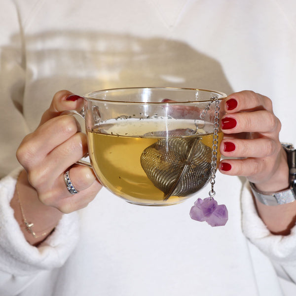 Raw Gemstone Tea Strainer - Amethyst Cluster