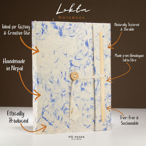 Large Lokta Mixed Blue Cotton Notebook