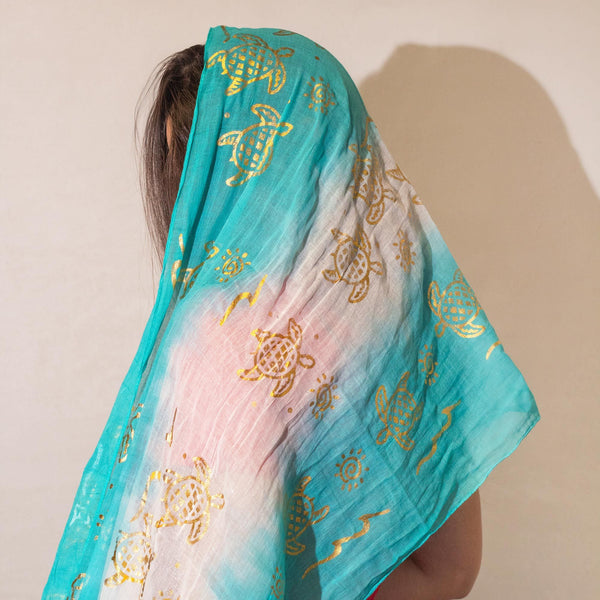 Nomad Sari - Summer Scarf - 180x50cm - Turtle - Turquois