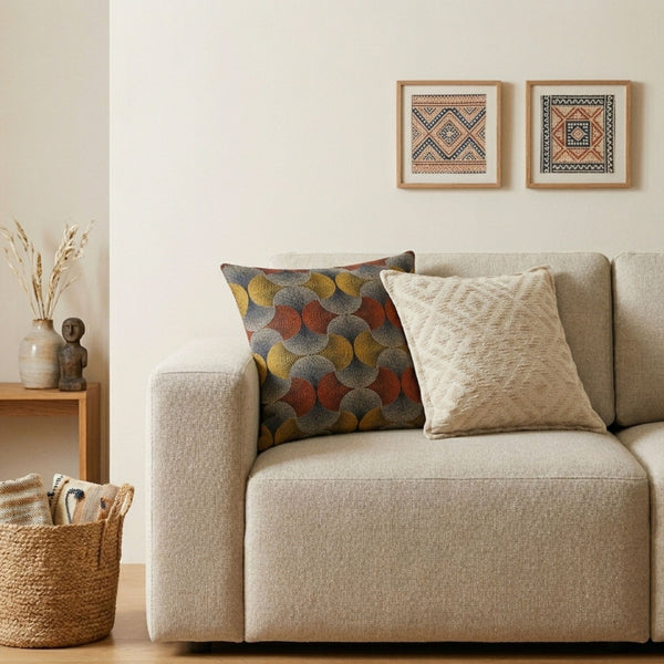 45x45cm pillow - Neutral Geo Creme cover