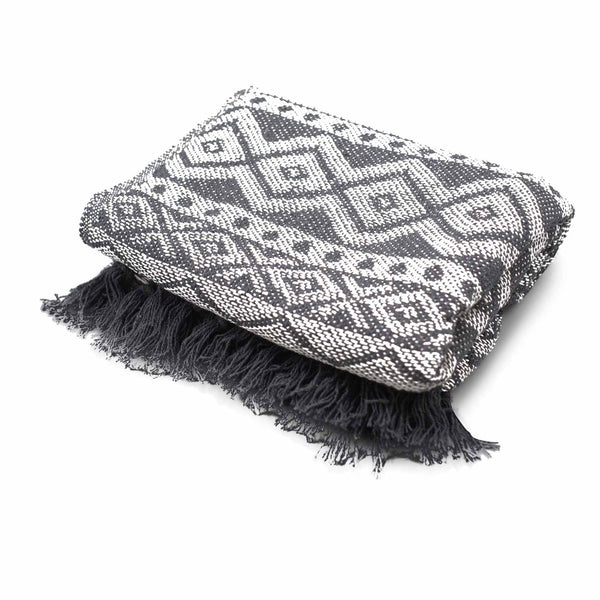 Boho Comfort Throw - 125x150cm - Grey Geometric