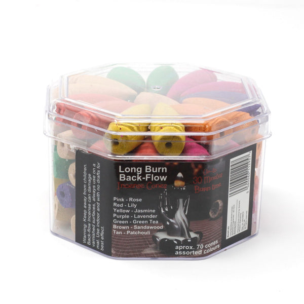 Long Backflow Incense Cones - Assorted Fragrances - 30 mins Burning time