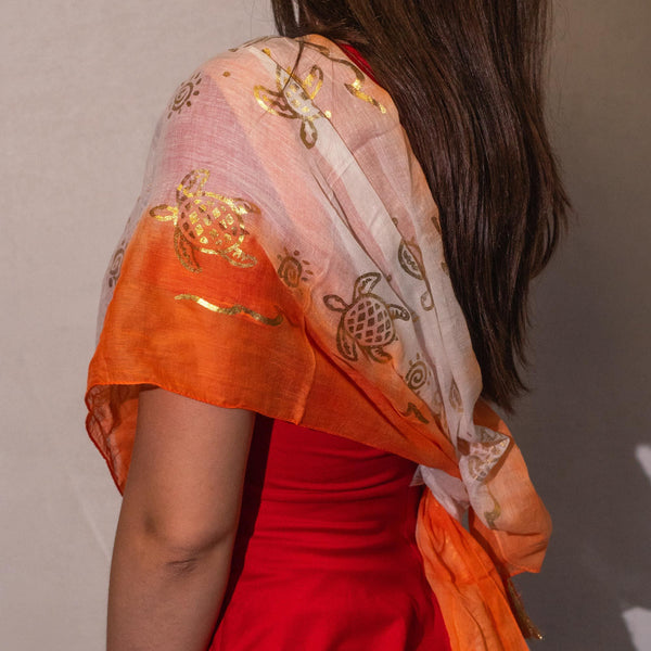 Nomad Sari - Summer Scarf - 180x50cm - Turtle - Coral