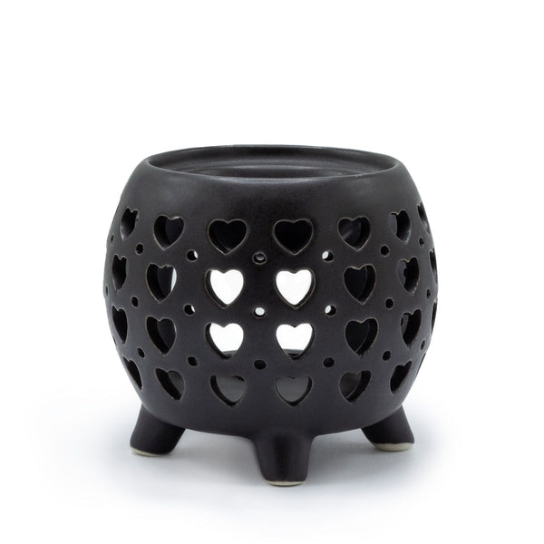 Squat Pot Oil Burner - Multi Hearts - Matt Black