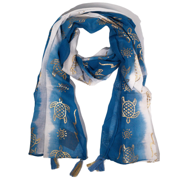 Nomad Sari - Summer Scarf - 180x50cm - Turtle - Sea Blue