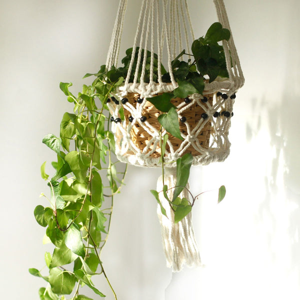 Large Beaded Macrame Pot Holder